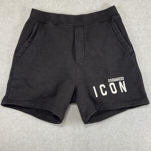 DSquared2 Icon Shorts Mens Medium Black Track Sweat Shorts Gym Athletic Italy